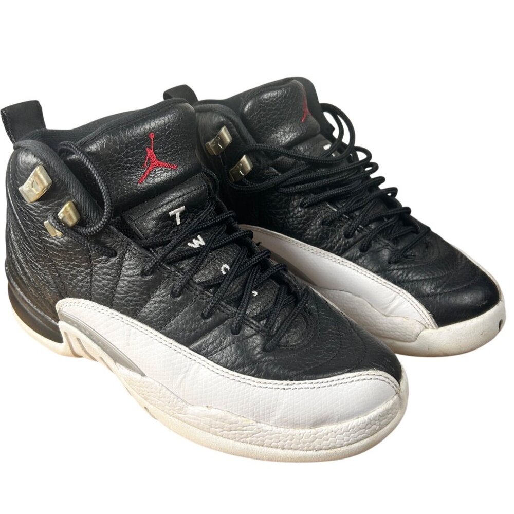 Air Jordan 12 Retro Basketball Shoes Black/White Mens Size 4.5